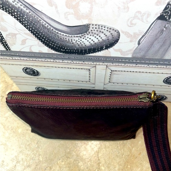 Anthropologie Women’s Leather Jackson Metallic Leather Wristlet, Maroon - Picture 6 of 15